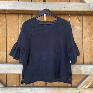Ann Taylor Black Bell Sleeve Blouse